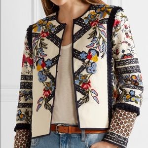 TORY BURCH Amber Embroidered Printed Canvas Jacket